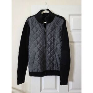 7DIAMONDS Gatti Quilted Panel Wool Blend Knit Jacket M Black NWT